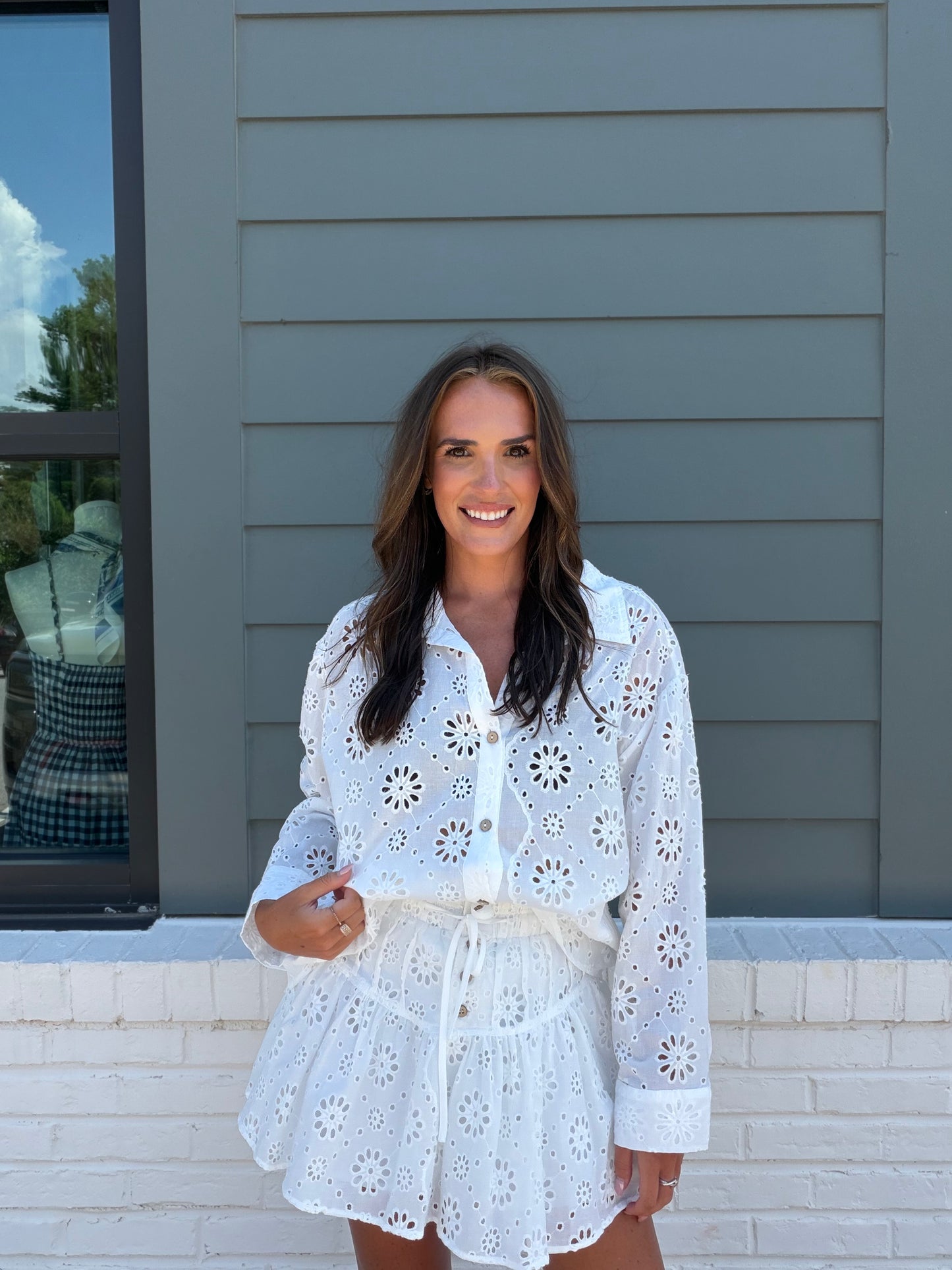 Eyelet Embroidered Set