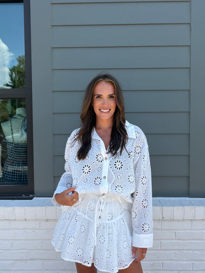 Eyelet Embroidered Set