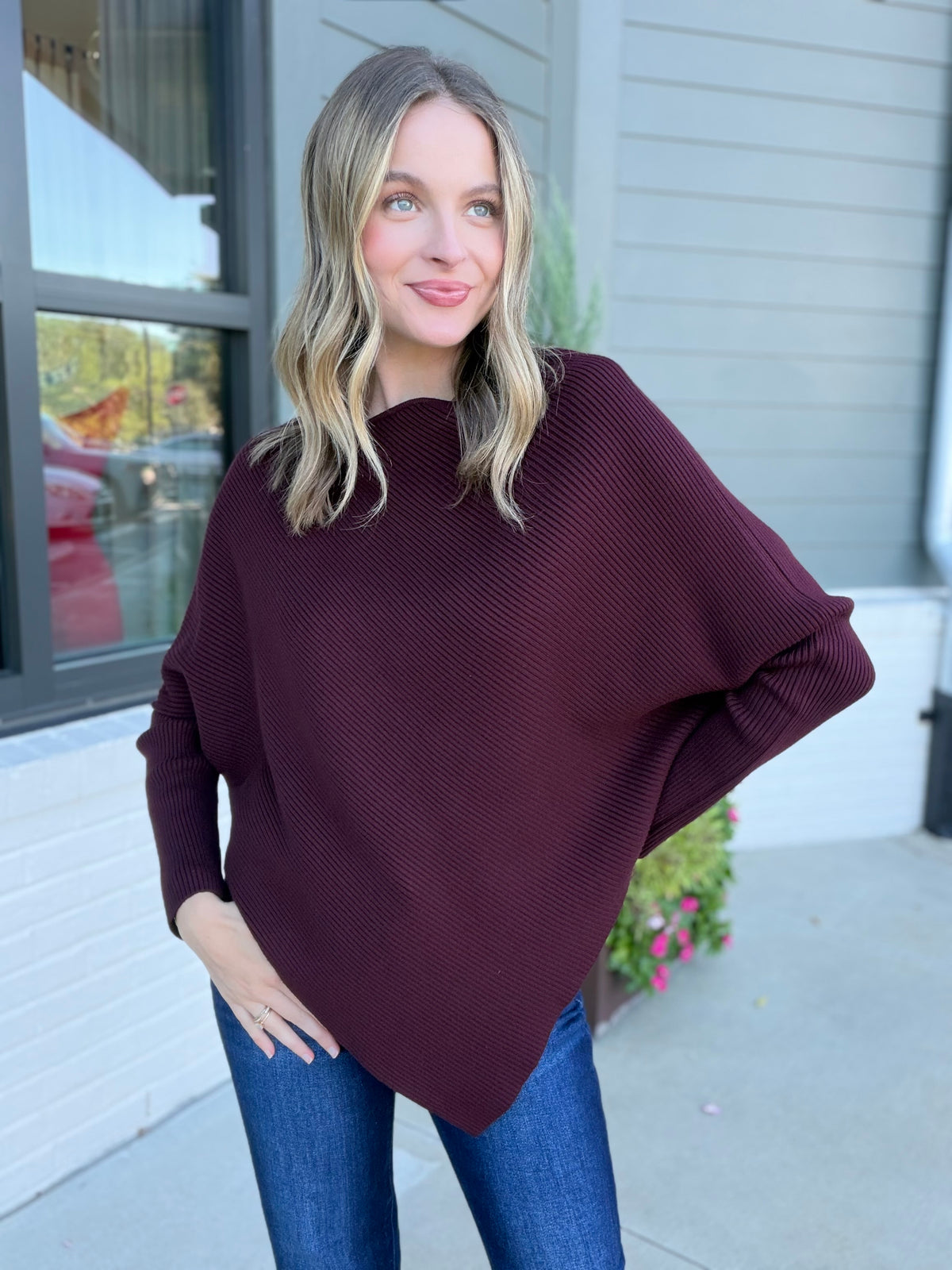 Dolman Sweater Top in Wine