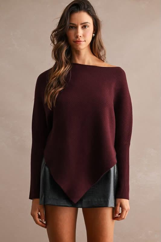 Dolman Sweater Top in Wine (preorder)