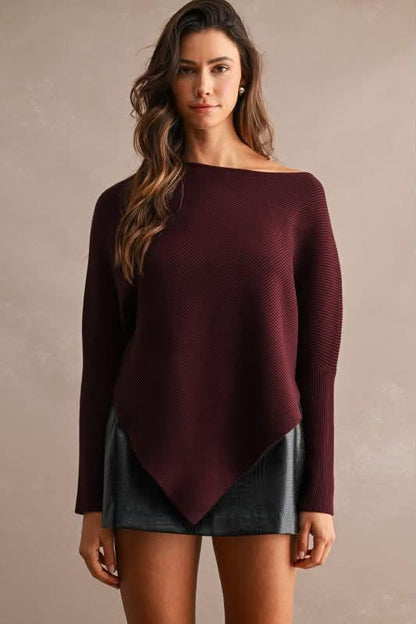 Dolman Sweater Top in Wine (preorder)