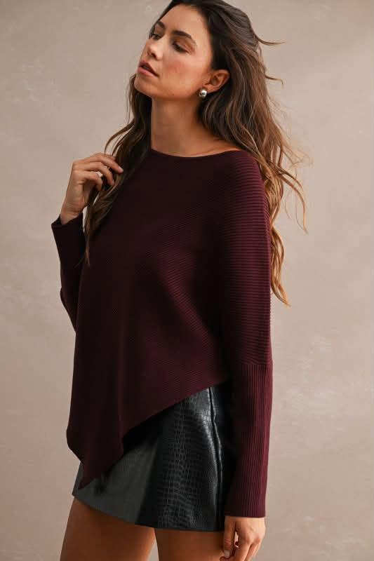 Dolman Sweater Top in Wine (preorder)