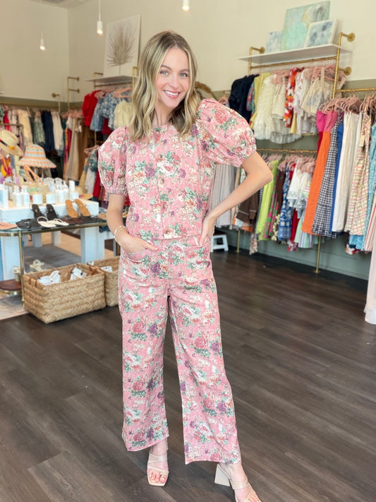 Floral Wide Leg Pants