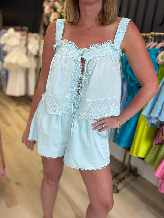Eyelet Knit Set in Mint