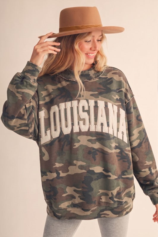 LOUISIANA CAMO MOCKNECK PULLOVER (PREORDER)