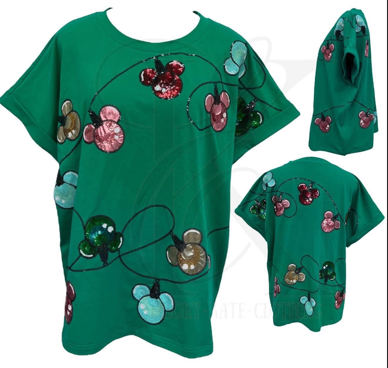 Mickey Christmas Lights Sequin Tee (preorder)