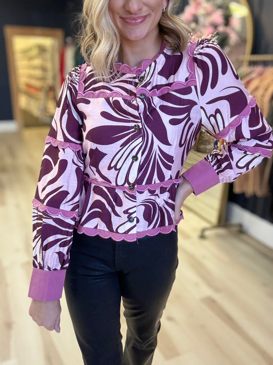 Abstract Long Sleeve Top