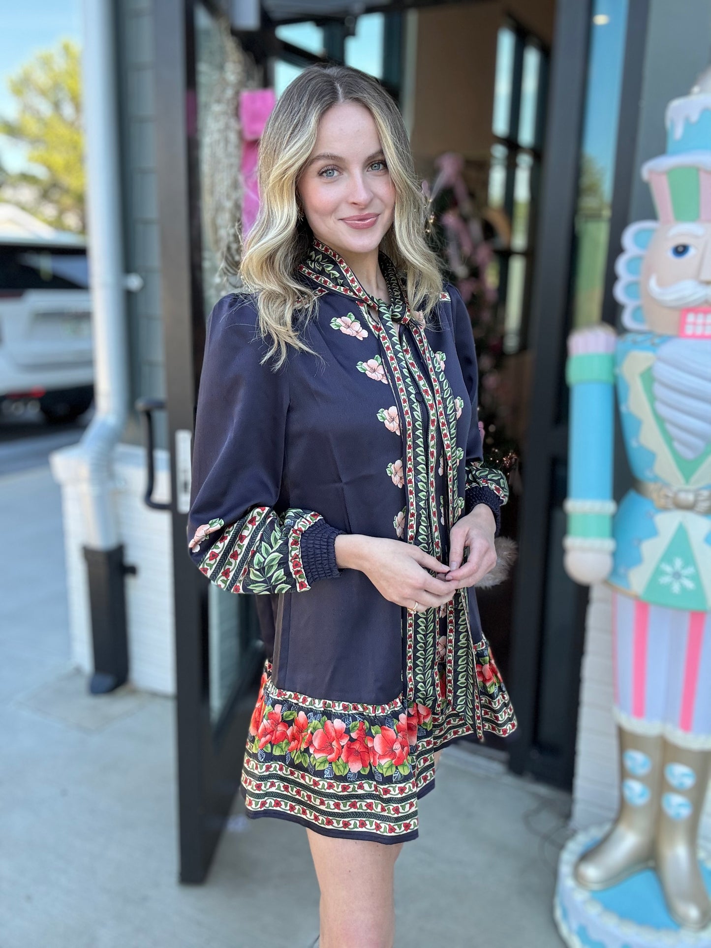 Elizabeth James Brit Bow Dress in Garland Stripe