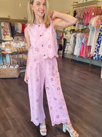 Eyelet Summer Set - Pink