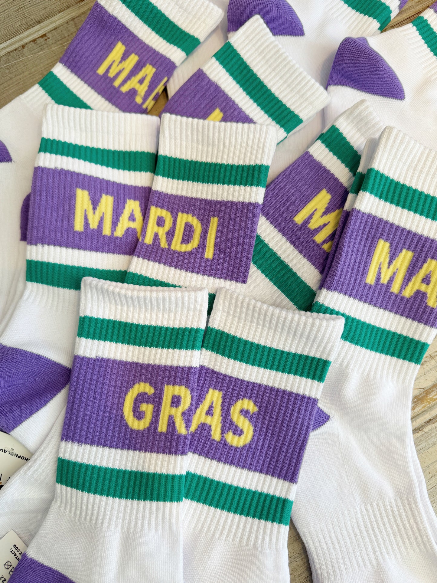 Women's Crew Socks - MARDI GRAS STRIPE (PREORDER)
