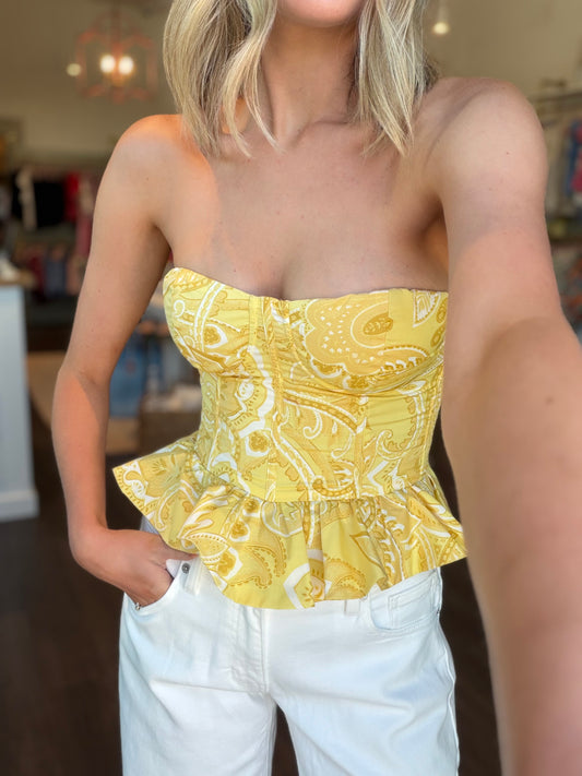 Piper Printed Peplum Tube Top