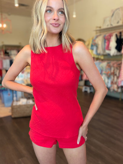 Alya Sleeveless Set in Red