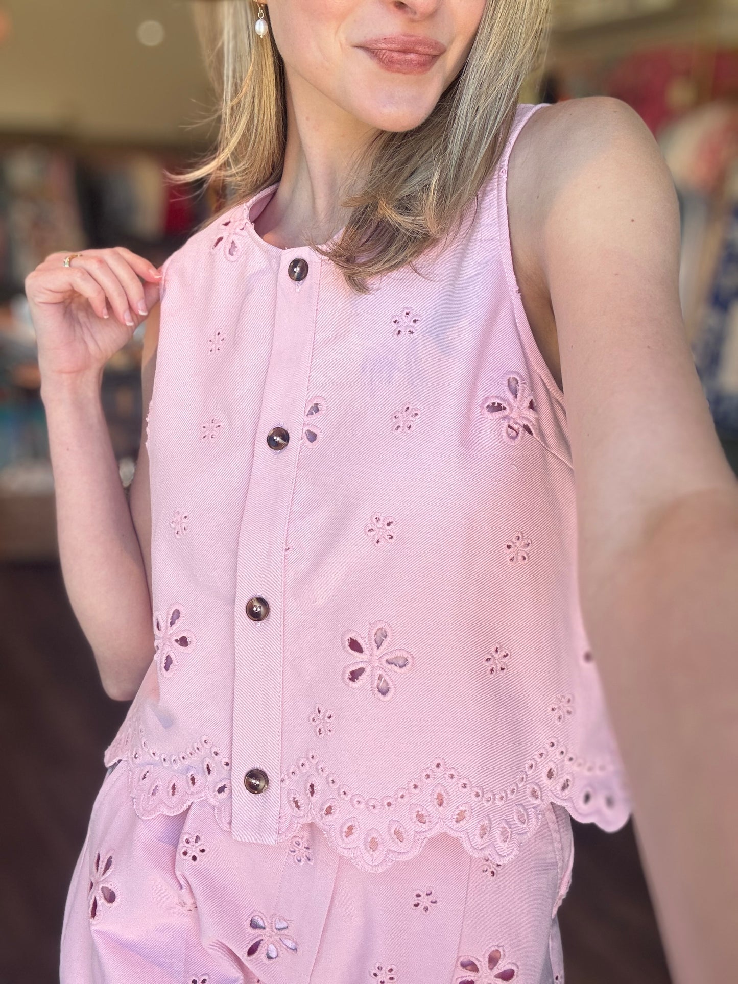 Eyelet Summer Set - Pink