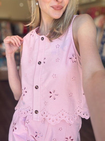 Eyelet Summer Set - Pink