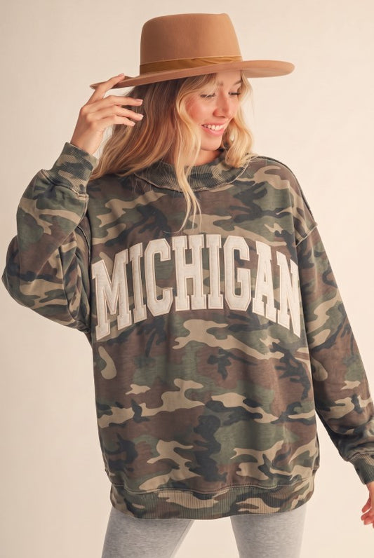 MICHIGAN CAMO MOCKNECK PULLOVER (PREORDER)
