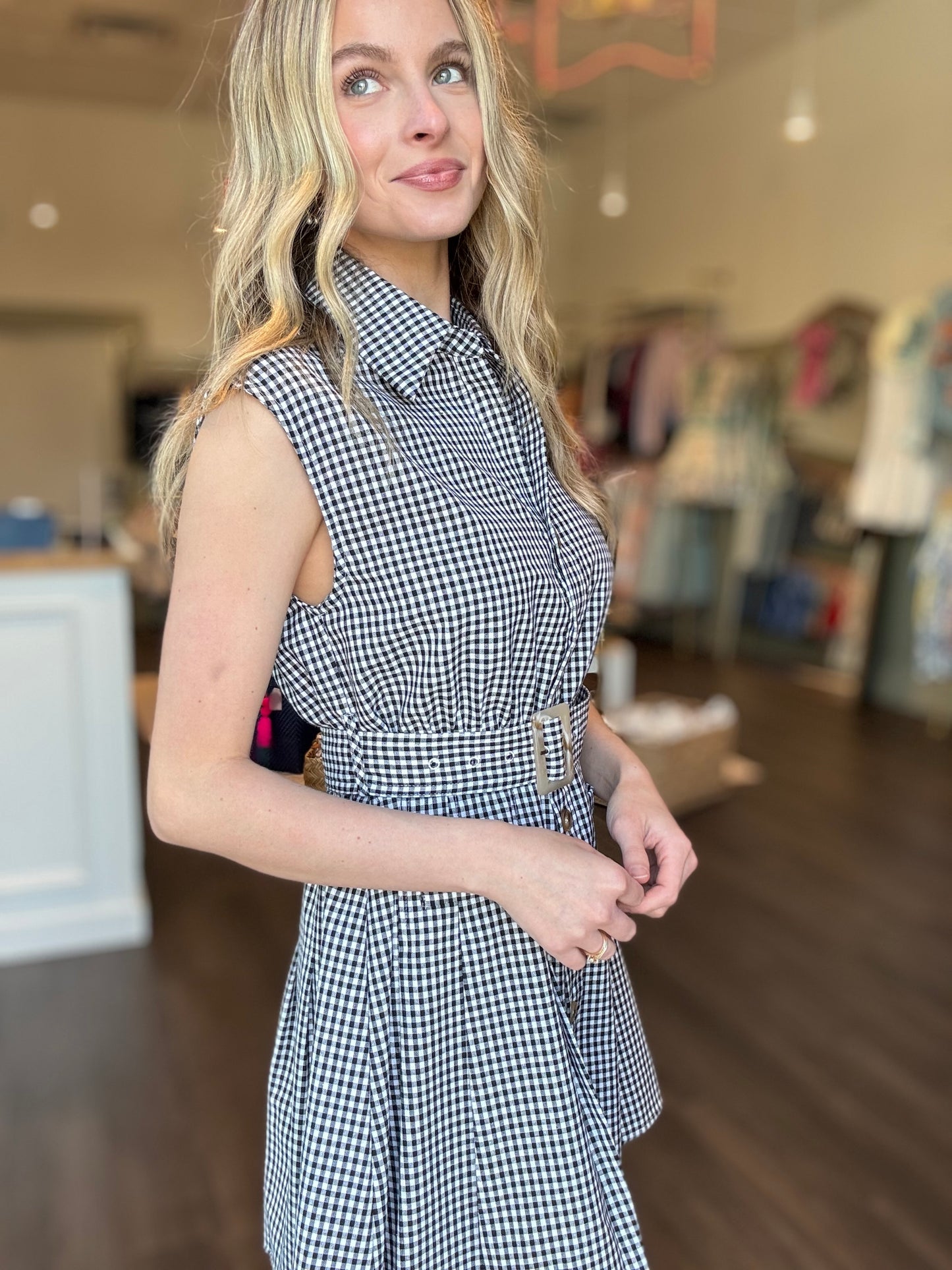 Norah Gingham Belted Dress