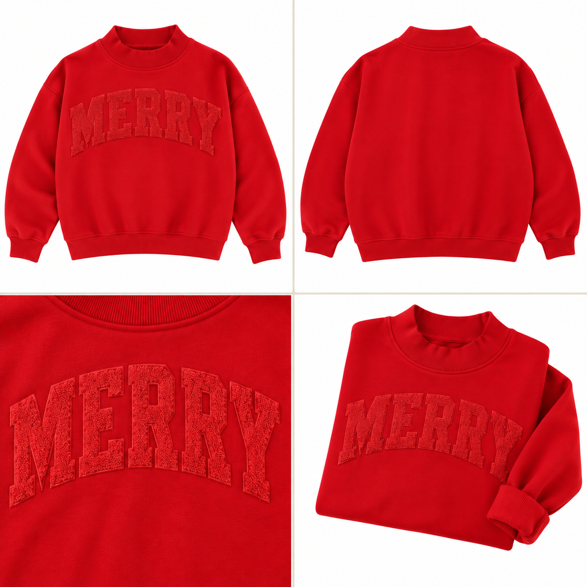 Merry Cozy Mockneck Sweatshirt Mom + Me in RED (PREORDER)