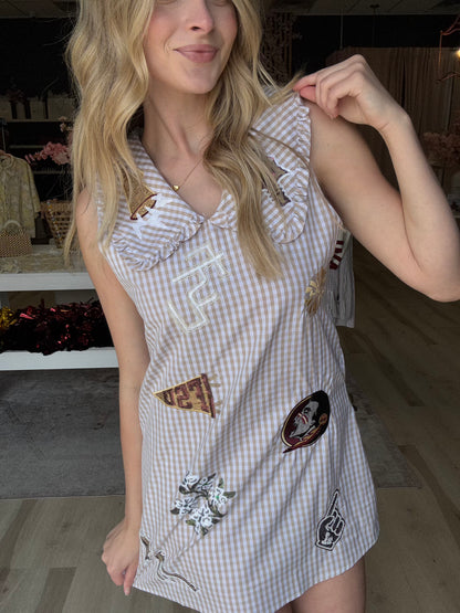 Queen of Sparkles Licensed FSU Mini Icon Gingham Collar Dress