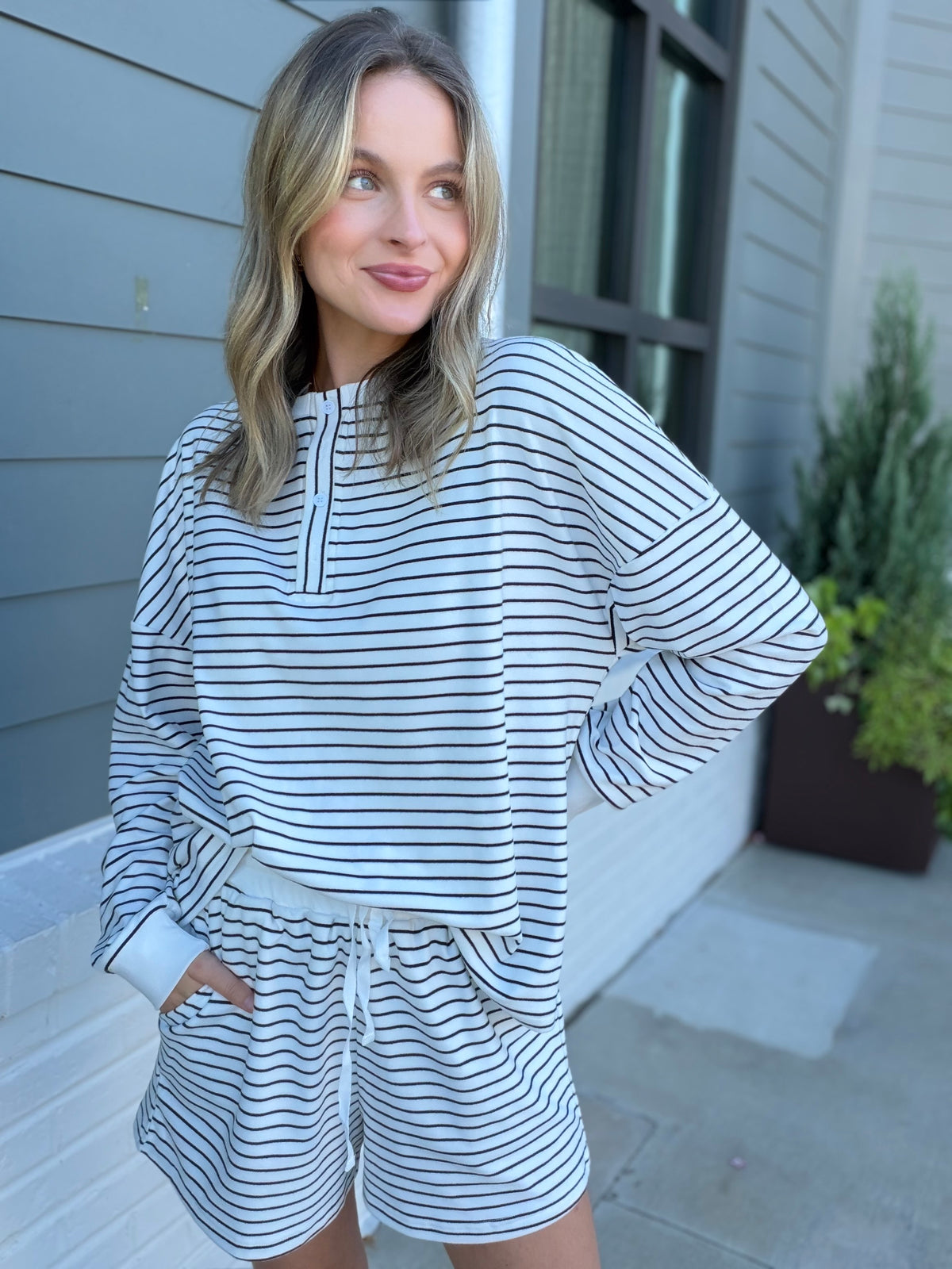 Striped Cozy White Set