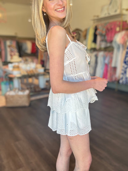 Lace Eyelet Detail Set - White