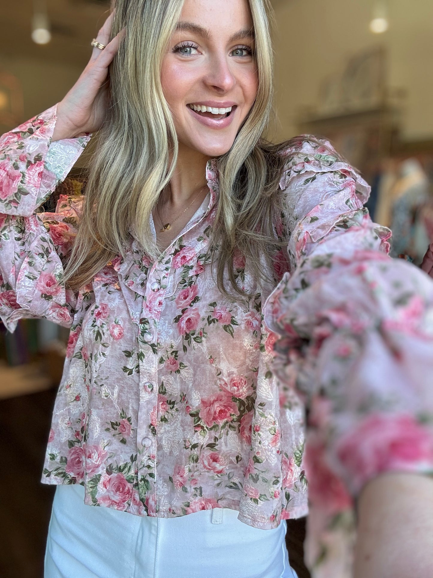 Dana Floral Ruffled Blouse