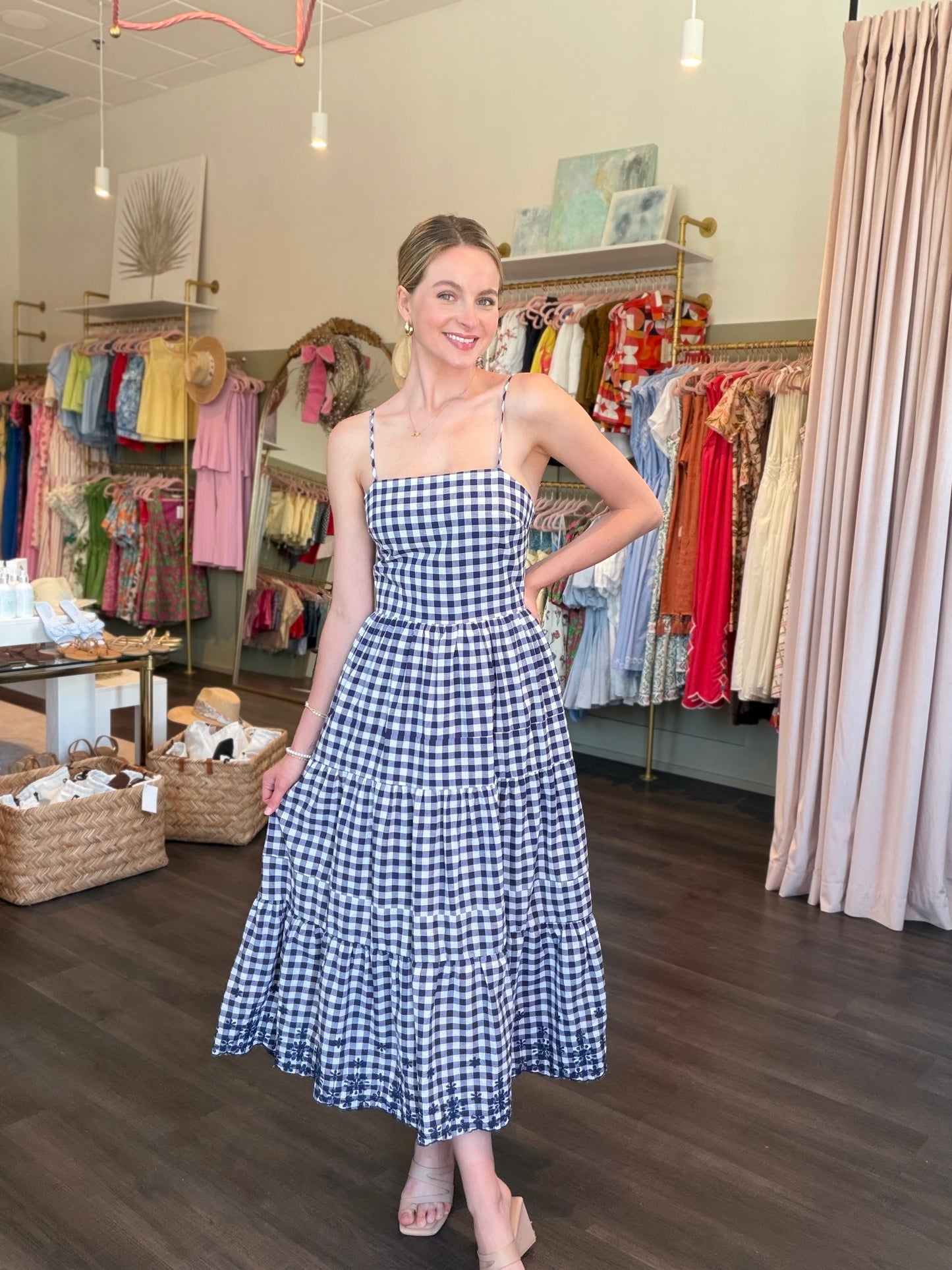 Ellis Gingham Tiered Maxi Dress