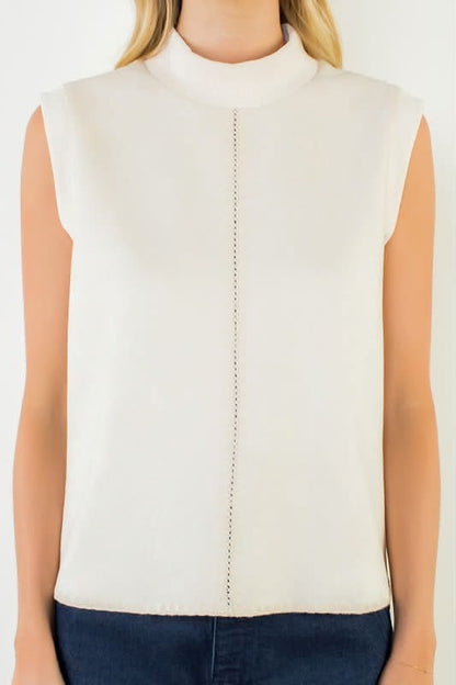 Sleeveless Suede Top in Cream