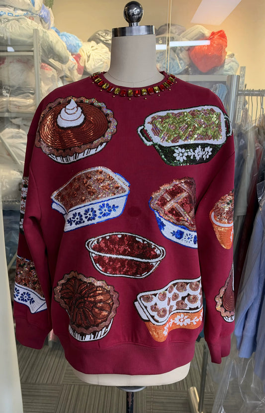 Thanksgiving Food Sequin Sweatshirt (MOM + ME) PREORDER