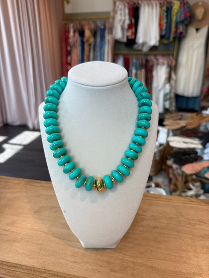 Resin Stackable Necklace in Teal