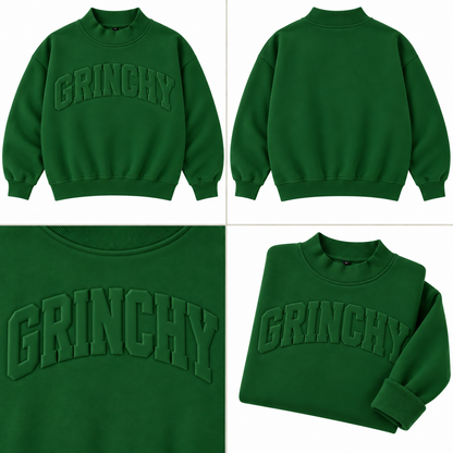 Grinchy Cozy Mockneck Sweatshirt Mom + Me in Green (PREORDER)