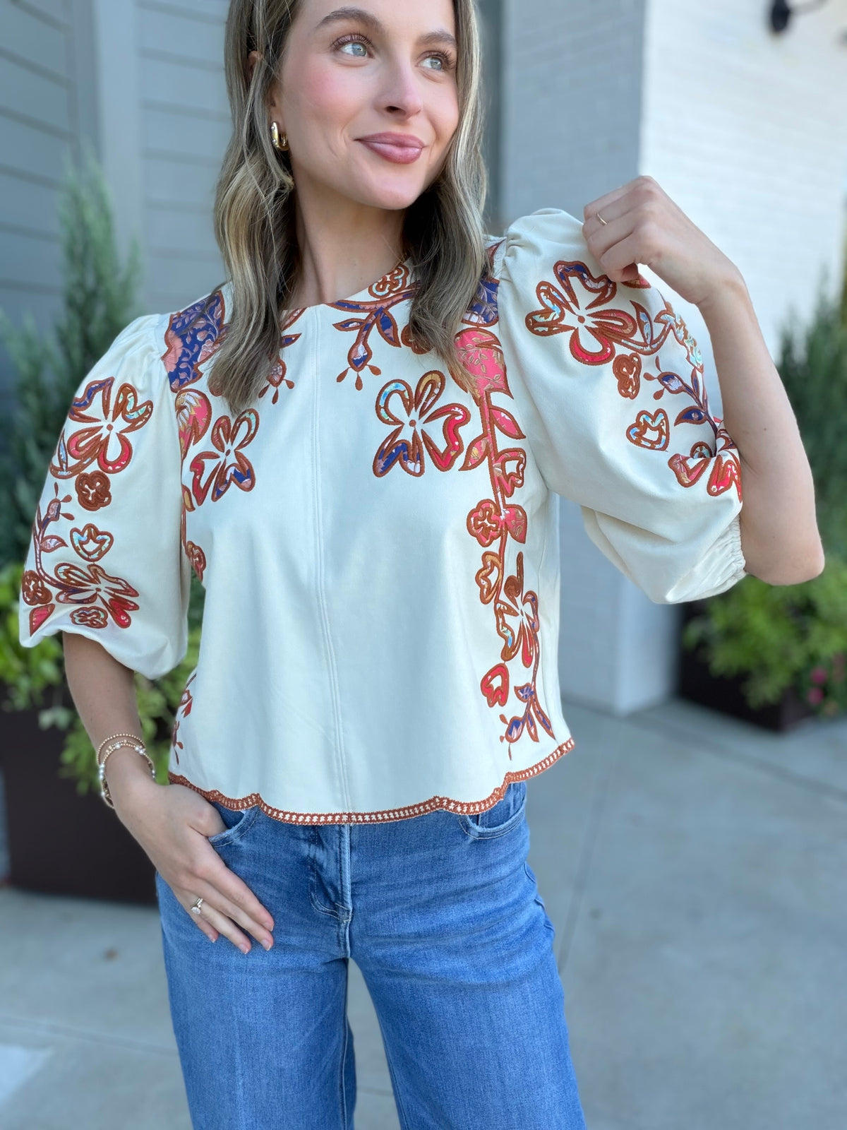 THML Floral Embroidered Top
