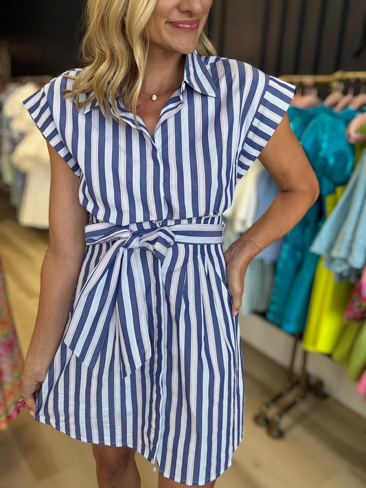 Striped Tie Waist Dress