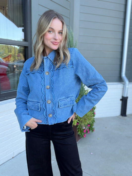 Denim Scallop Detail Jacket