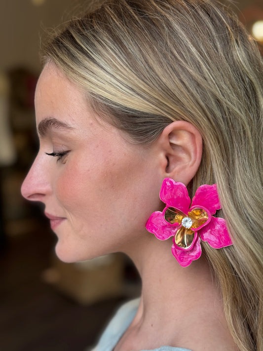 Fuchsia Acetate Floral Earring