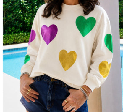 FOIL MARDI HEART SWEATSHIRT MOM + ME (PREORDER)