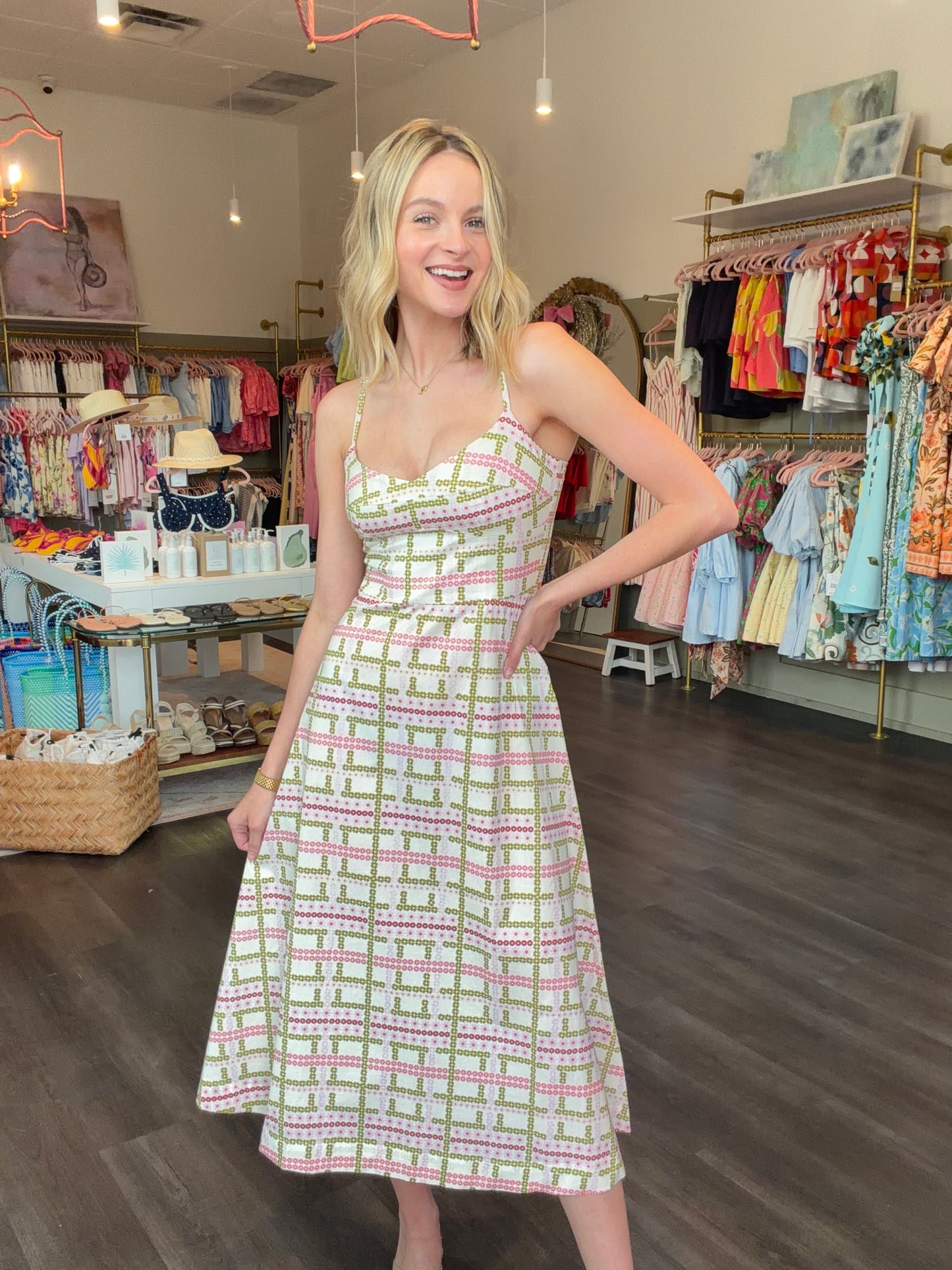 Project Adamo Flora Midi Dress in Green/Pink