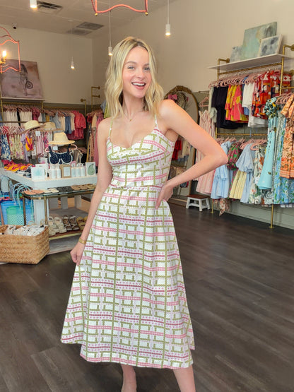 Project Adamo Flora Midi Dress in Green/Pink