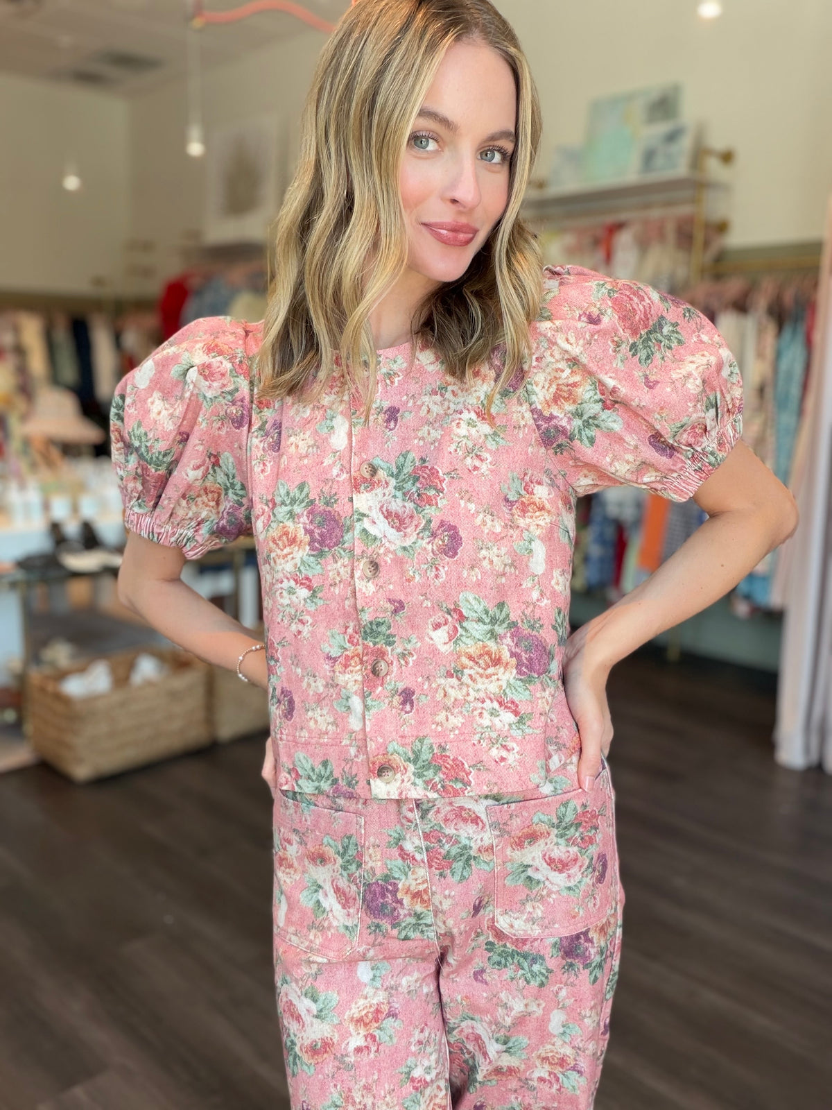 Floral Puff Sleeve Top