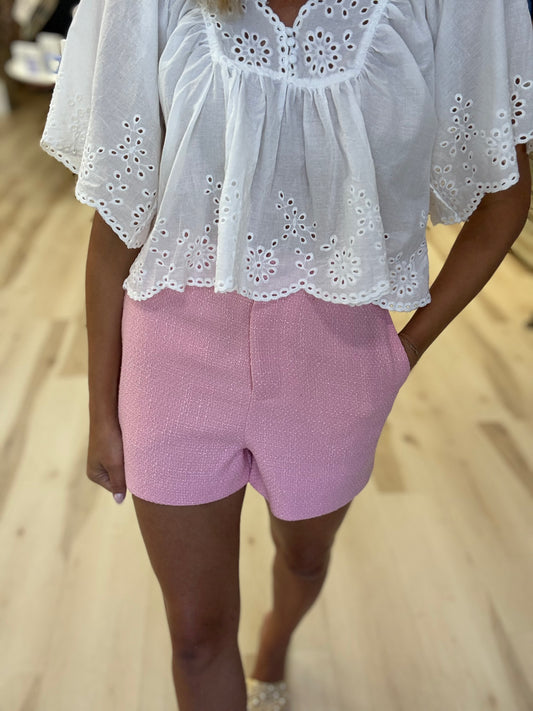 Pink Tweed Shorts