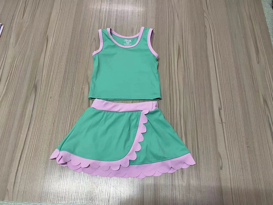 Scallop Detail Skort Set (multiple colors)