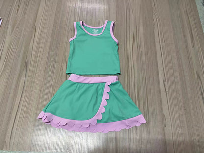 Scallop Detail Skort Set (multiple colors)