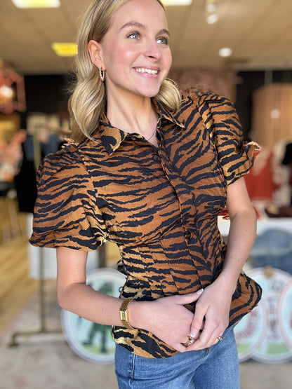 Emily Mccarthy Britt Top in Tiger Jacquard