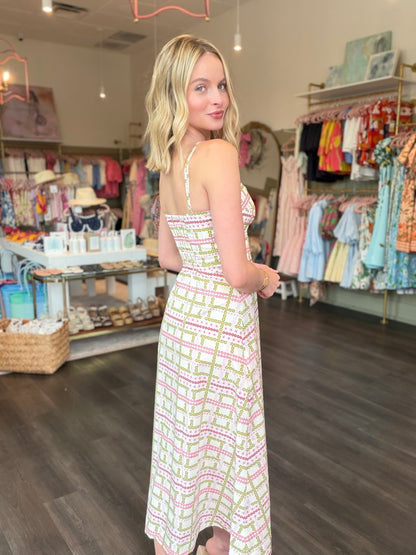 Project Adamo Flora Midi Dress in Green/Pink