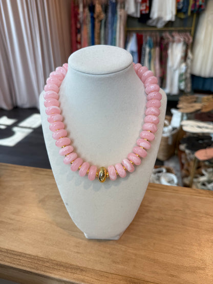 Resin Stackable Necklace in Pink