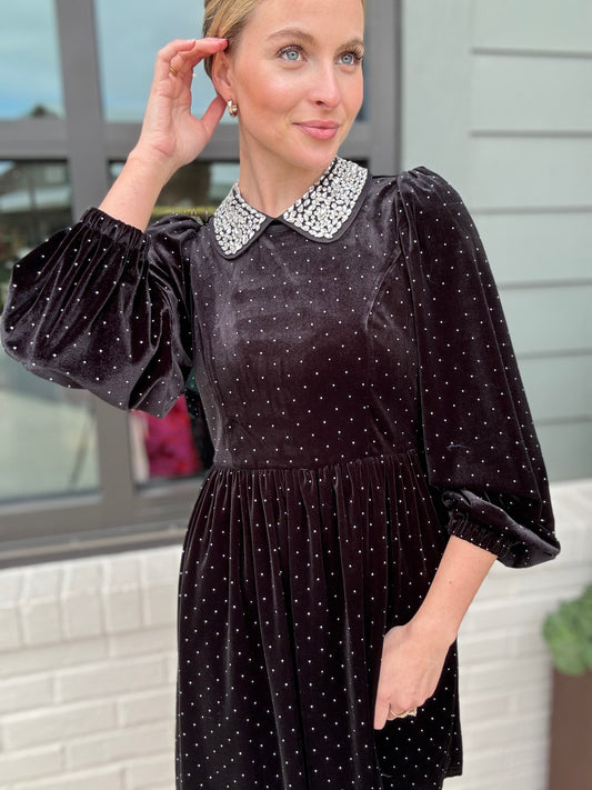 Esteller Velvet Polka Dot Mini Dress