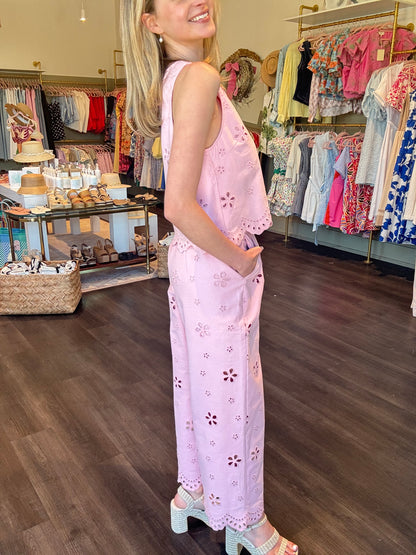 Eyelet Summer Set - Pink