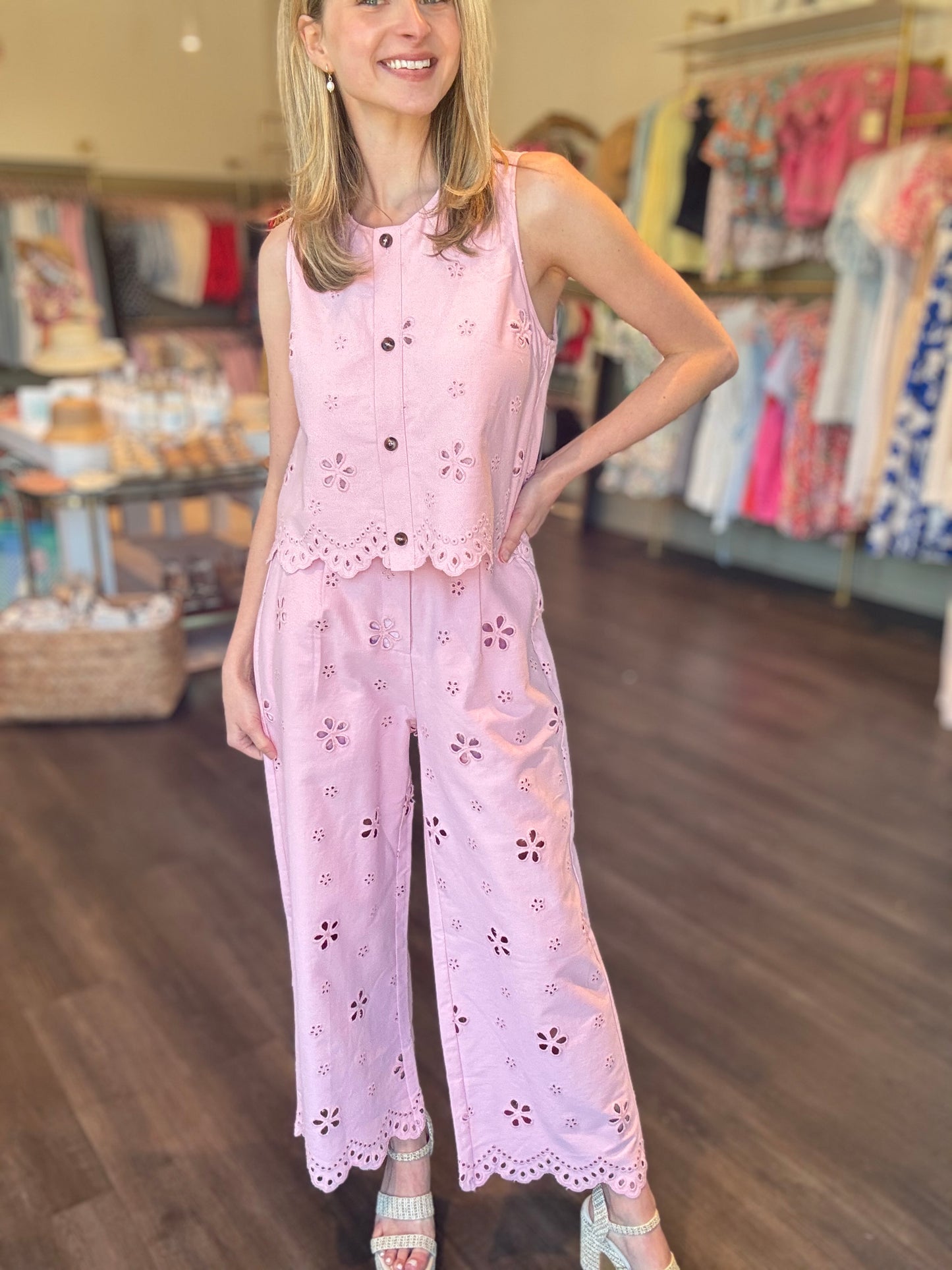 Eyelet Summer Set - Pink