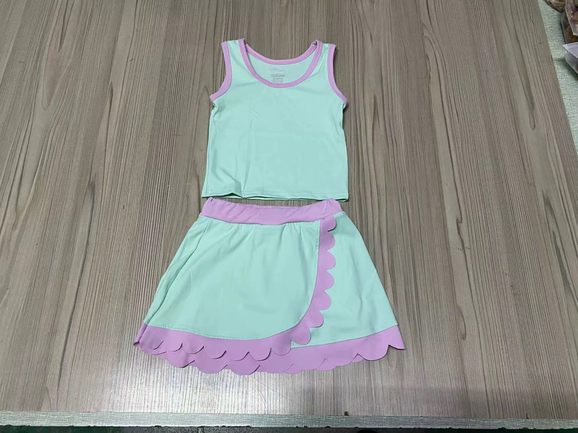 Scallop Detail Skort Set (multiple colors)