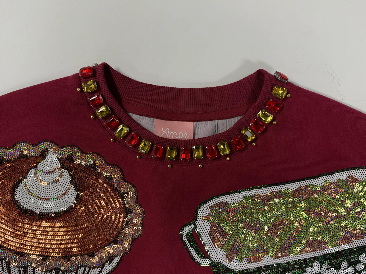 Thanksgiving Food Sequin Sweatshirt (MOM + ME) PREORDER
