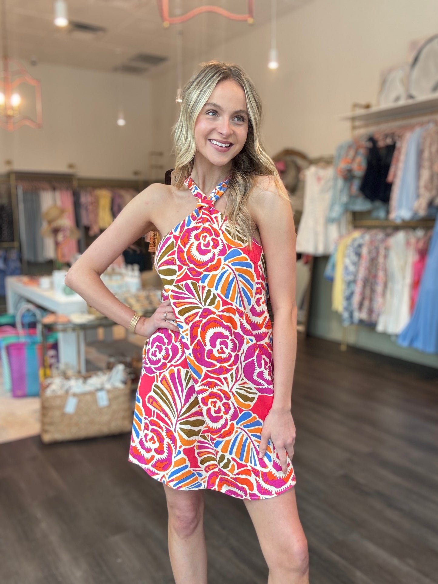 Sugarlips Nomi Floral Amor Halter Mini Dress